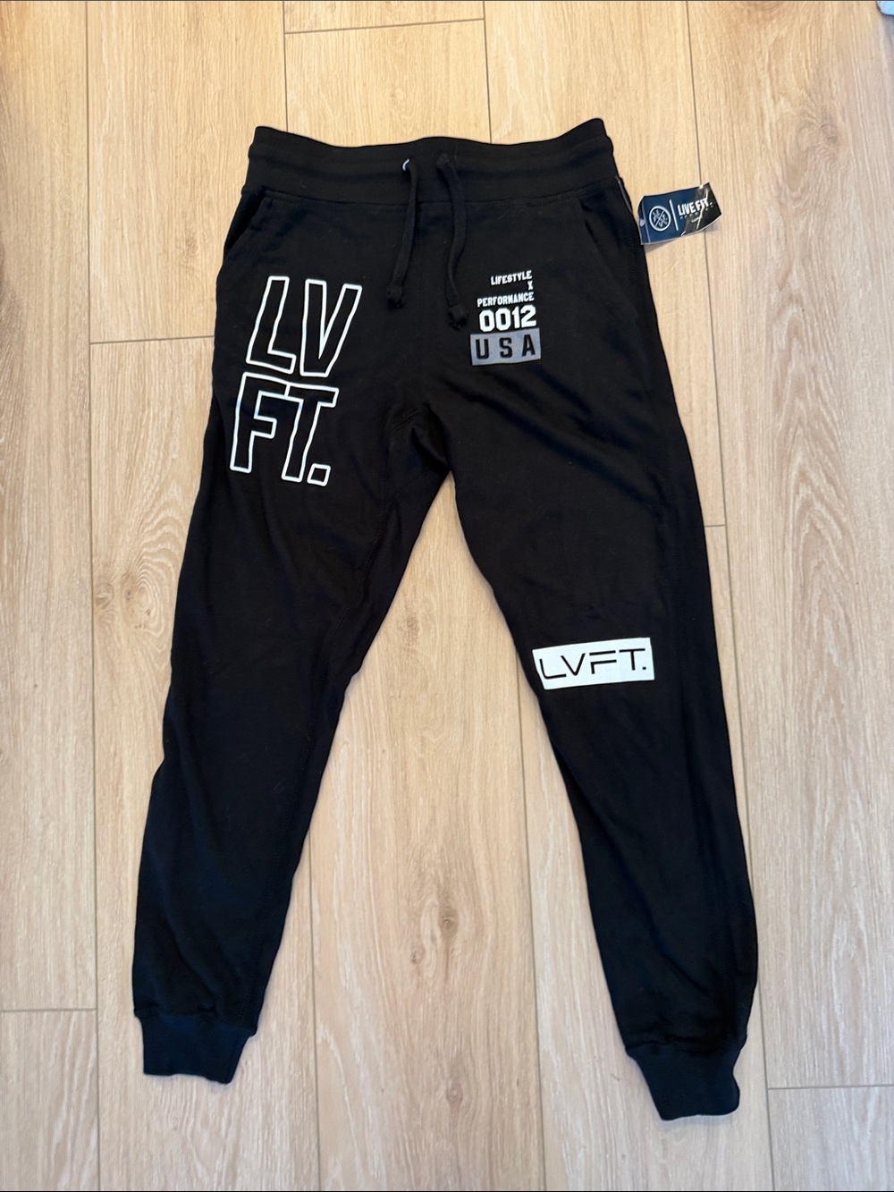 LVFT. Men's Black Logo Jogger Sweatpants - Classic Fit